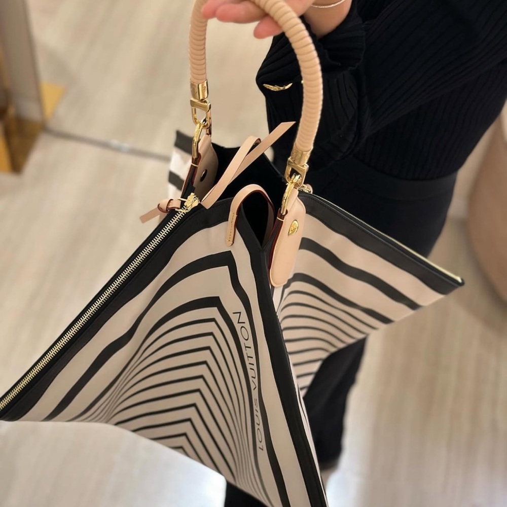 Louis Vuitton Black and Cream Geometric Tote VERY RARE